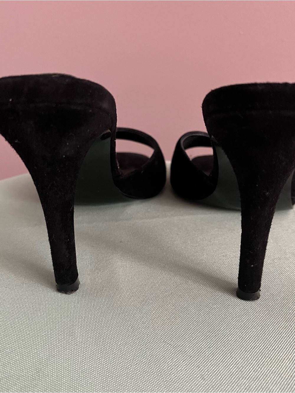 Steve Madden Black Suede Open-Toe Mule Heels - Picture 3 of 5